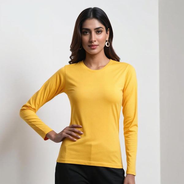Yellow Cotton Jersey Full Sleeve T-Shirt – Bright, Soft, Stretchy